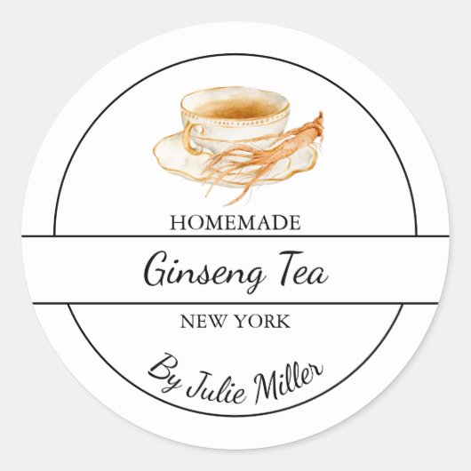 Étiquette de thé de ginseng fait maison simple (Devant)