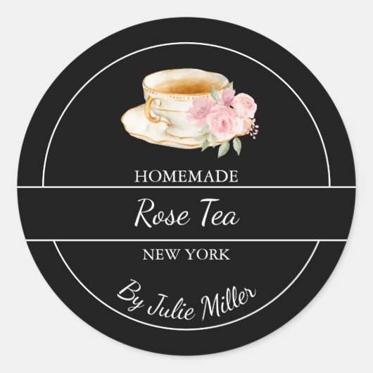 Étiquette de thé de rose fait maison simple (Devant)