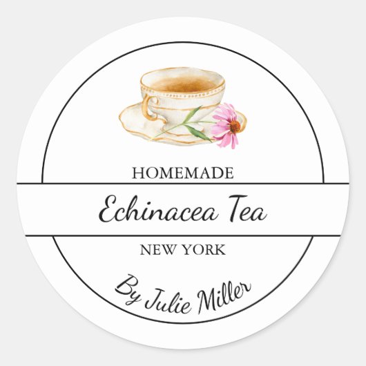 Étiquette de thé Echinacea maison simple (Devant)
