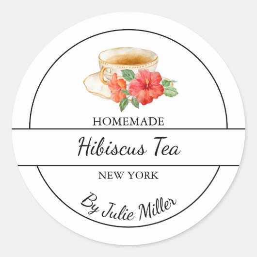 Étiquette de thé Hibiscus maison simple (Devant)