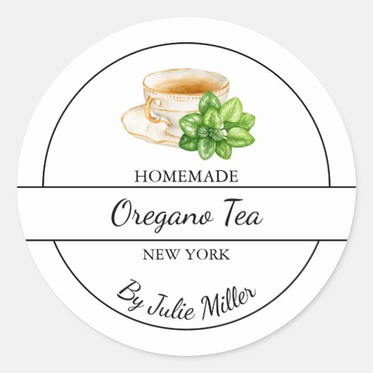 Étiquette de thé Oregano maison simple (Devant)