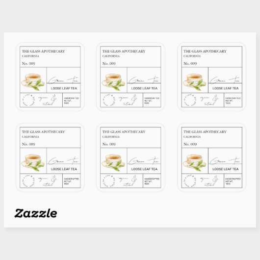 Étiquette de thé vert Apothecaire (Feuille)