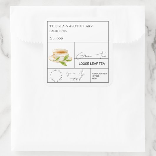 Étiquette de thé vert Apothecaire (Sac)