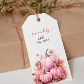 Étiquette de thème d'automne rose pour objets fait