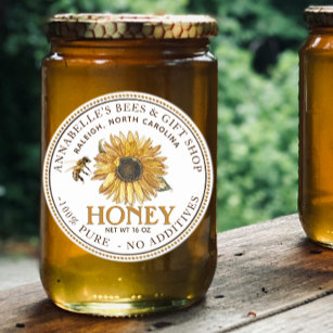 Étiquette de tournesol et de miel d'abeille