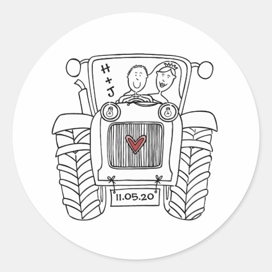 Étiquette de tracteur de Mariage campagnard person (Devant)