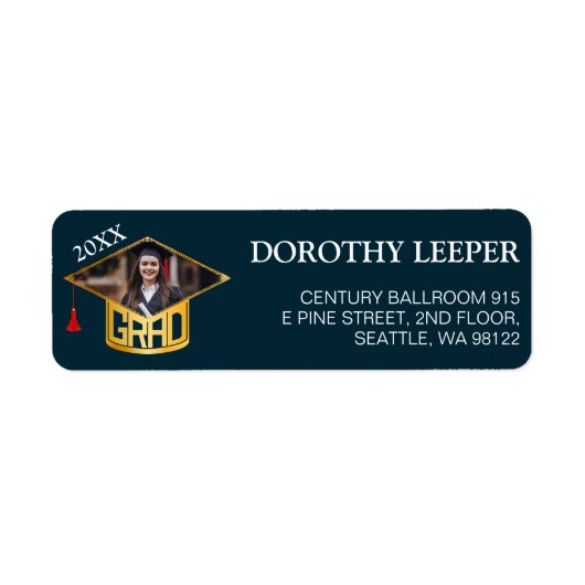 étiquette de typographie de diplômé en or (Devant)