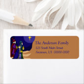 Étiquette de vacances pour trois hommes sages (En situation)