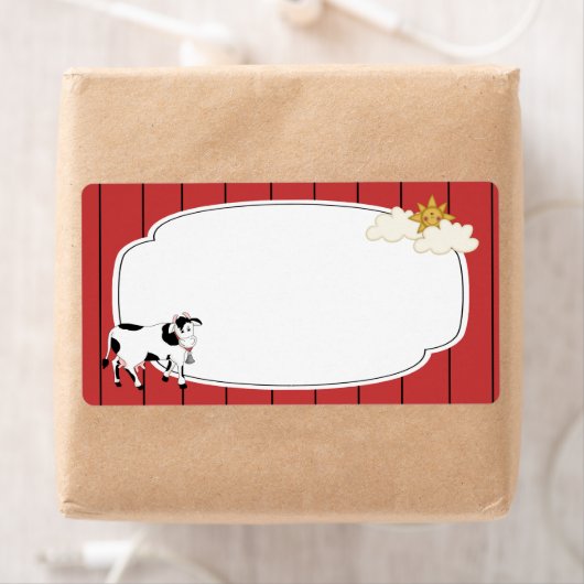 Étiquette de vache noir et blanc (En situation)