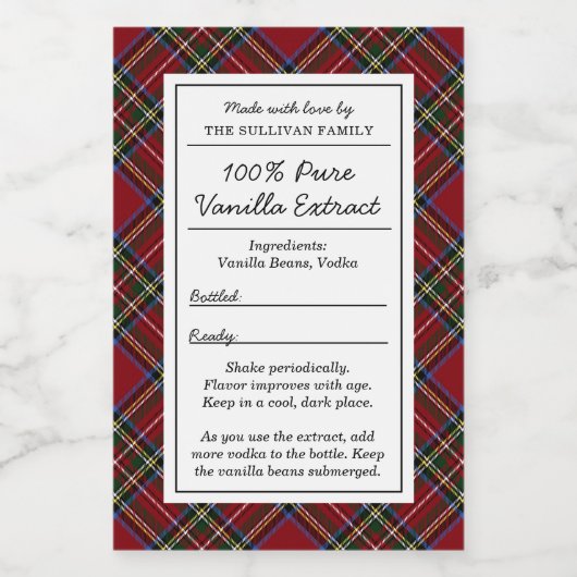 Étiquette de vanille classique rouge tartan pour l (Étiquettes simples)