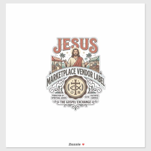 Étiquette de vendeur du marché de Jésus Marché de  (Feuille)