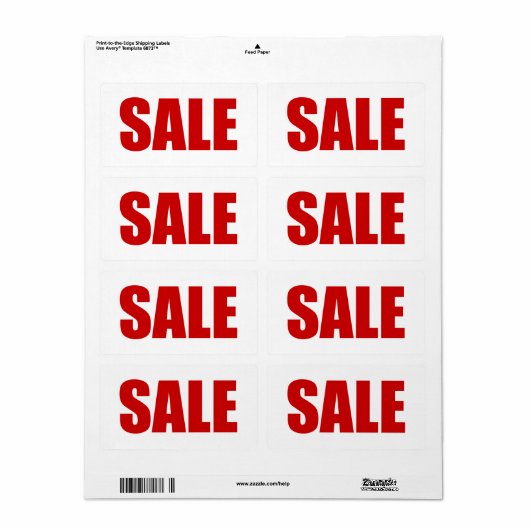 ÉTIQUETTE DE VENTE (Feuille entière)