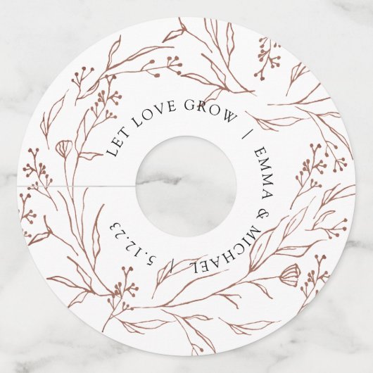 Étiquette de verre à vin de branches botaniques vi (Devant)