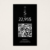 Étiquette de vêtement avec code QR noir et blanc d (Dos)