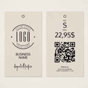 Étiquette de vêtement moderne avec code QR beige l
