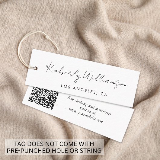 Étiquette de Vêtement QR Code avec Écriture Manusc