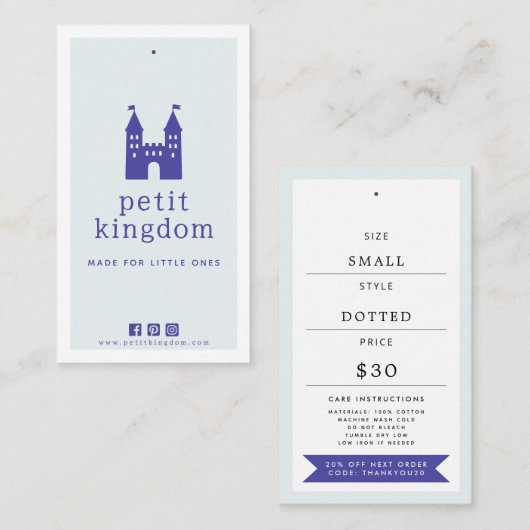 Étiquette de vêtements à logo pré-fait Blue Castle (Devant / Derrière)