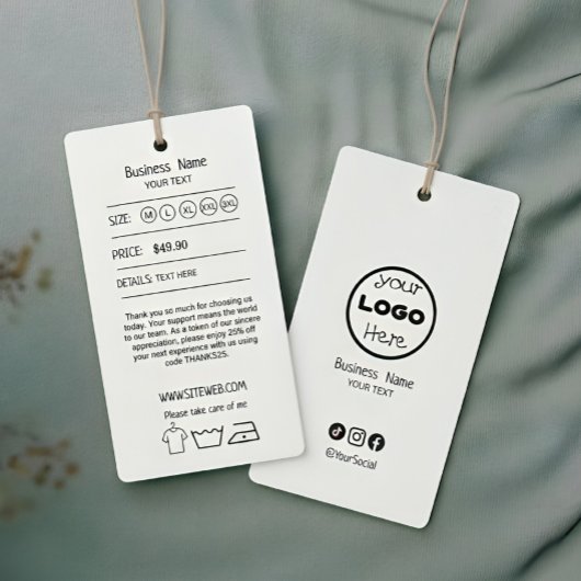 Étiquette de vêtements avec prix et logo | Recto-v
