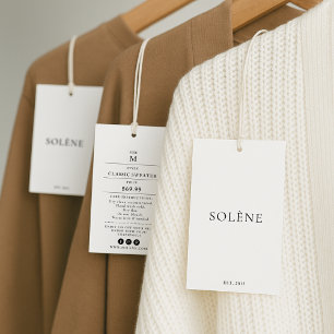 Étiquette de vêtements avec prix, taille, style et