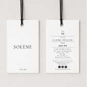 Étiquette de vêtements avec prix, taille, style et