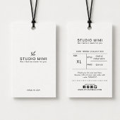 Étiquette de vêtements avec prix, taille, style et