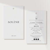 Étiquette de vêtements avec prix, taille, style et