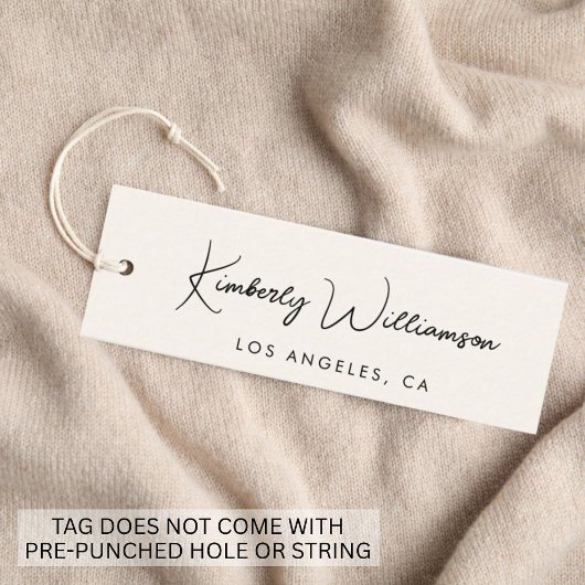 Étiquette de vêtements en crème avec code QR en éc