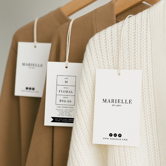 Étiquette de vêtements moderne, étiquette de prix