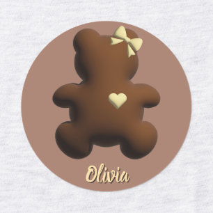 Étiquette de vêtements pour fille ourson en chocol