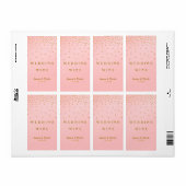 Étiquette de vin à points de confettis rose et or (Feuille entière)