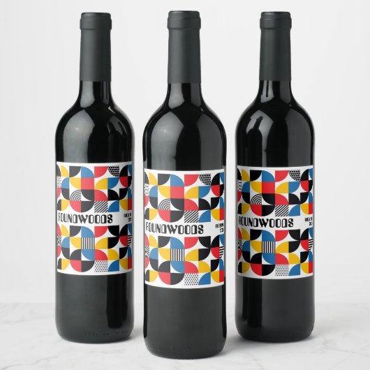 Étiquette de vin Abstrait rétro (Bouteilles)