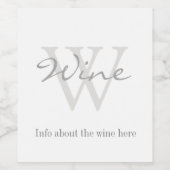 Étiquette de vin avec votre propre monogramme text (Étiquettes simples)