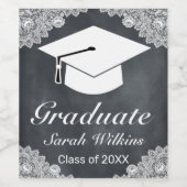 Étiquette de vin Blackboard & White Lace Graduatio (Étiquettes simples)