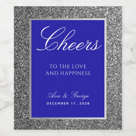 Étiquette de vin bleu argenté (Étiquettes simples)