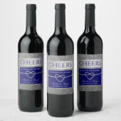 Étiquette de vin bleu argenté (Bouteilles)