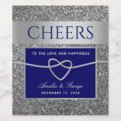 Étiquette de vin bleu argenté (Étiquettes simples)