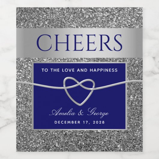 Étiquette de vin bleu argenté (Étiquettes simples)