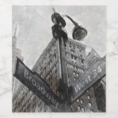 Étiquette de vin Broadway & Wall Street NYC - Vint (Étiquettes simples)