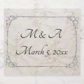 Étiquette de vin brodé Mariage de dentelle (Étiquettes simples)