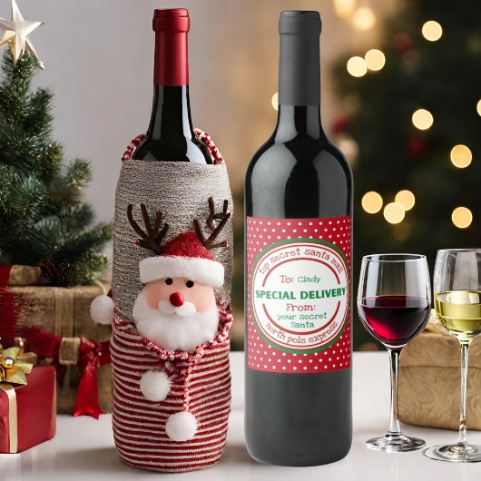 Étiquette de vin cadeau Père Noël Secret personnal