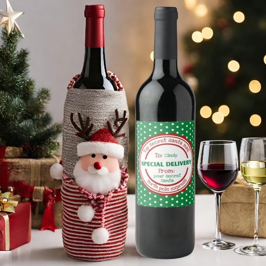 Étiquette de vin cadeau Père Noël Secret personnal