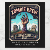 Étiquette de vin Cimetière de la Main de Zombie po (Étiquettes simples)