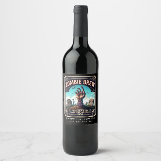 Étiquette de vin Cimetière de la Main de Zombie po (Devant)