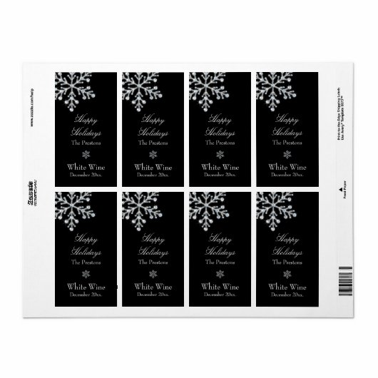 Étiquette de vin Crystal Snowflake (Feuille entière)