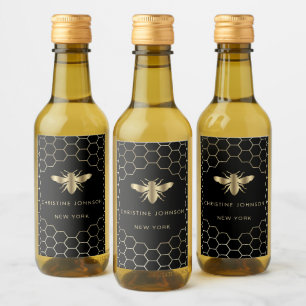Étiquette de vin d'abeille Faux foil