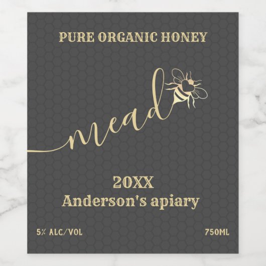 Étiquette de vin d'abeilles domestiques moderne (Étiquettes simples)