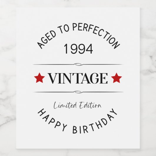 Étiquette de vin d'anniversaire modifiable (Étiquettes simples)