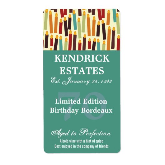 Étiquette de vin d'anniversaire turquoise (375ml) (Devant)