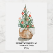 Étiquette de vin d'arbre de Noël traditionnel (Étiquettes simples)