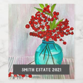 Étiquette de vin d'art d'aquarelle de baies rouges (Étiquettes simples)